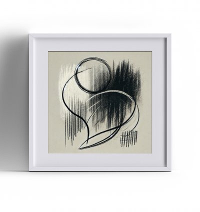 WANDBILD »Kalligraphie der Stille« 30×30 cm mit Passepartout ohne Rahmen